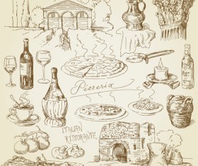 Retro pizza design vector 01