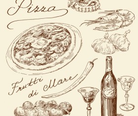 Retro pizza design vector 02