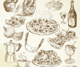 Retro pizza design vector 05