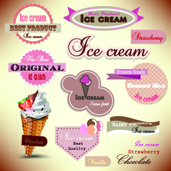 Ice cream Labels design vector 01
