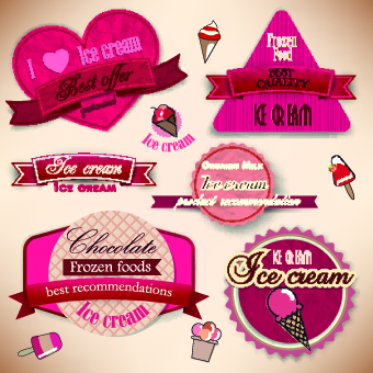 Ice cream Labels design vector 03