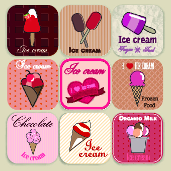 Ice cream Labels design vector 04