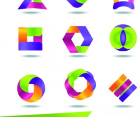 Color Abstract icons vector 01