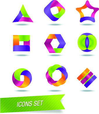 Color Abstract icons vector 01