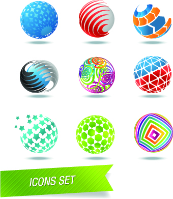 Color Abstract icons vector 02