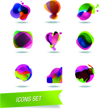 Color Abstract icons vector 03