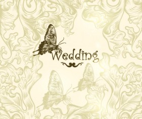 Ornate wedding invitation card vector 01