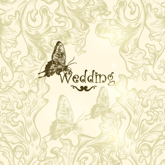 Ornate wedding invitation card vector 01