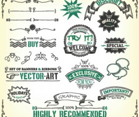 Retro labels and Accessories vector set 02