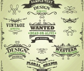 Retro labels and Accessories vector set 03