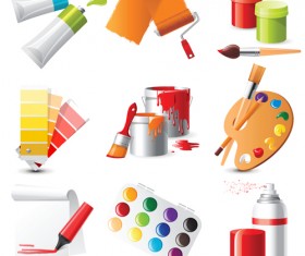 Bright paints colors design vector 01