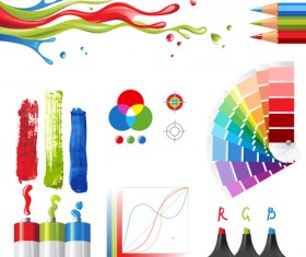 Bright paints colors design vector 03