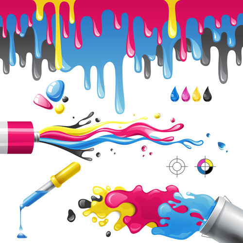 Bright paints colors design vector 05