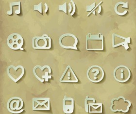 Paper cut of icons vector 02