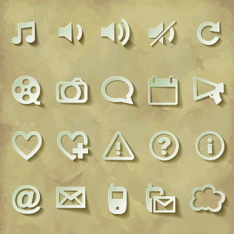 Paper cut of icons vector 02