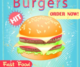 Retro style poster food elements vector 02