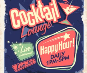 Retro style poster food elements vector 03