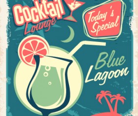 Retro style poster food elements vector 04