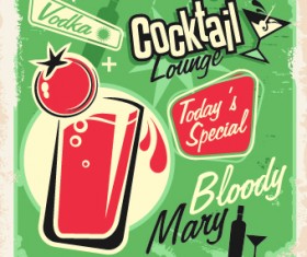 Retro style poster food elements vector 05