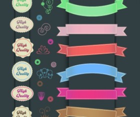 Ribbons with labels Retro Style vector 02