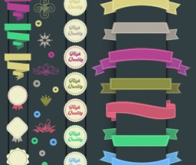 Ribbons with labels Retro Style vector 03