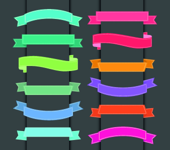 Ribbons with labels Retro Style vector 04