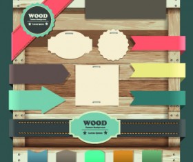 Ribbons with labels Retro Style vector 05