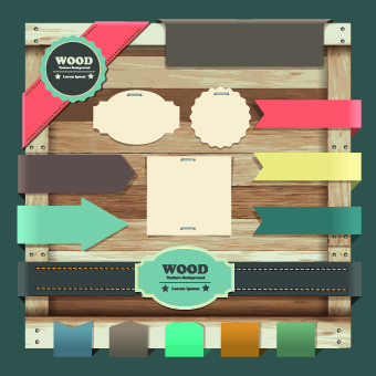 Ribbons with labels Retro Style vector 05