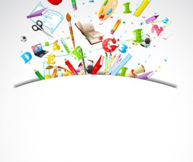 School accessories vector background set 05