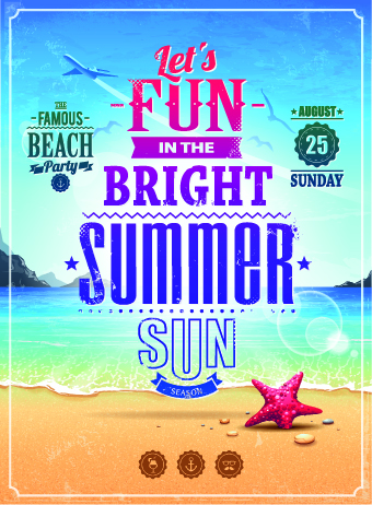 Excellent summer party flyer design elements 02
