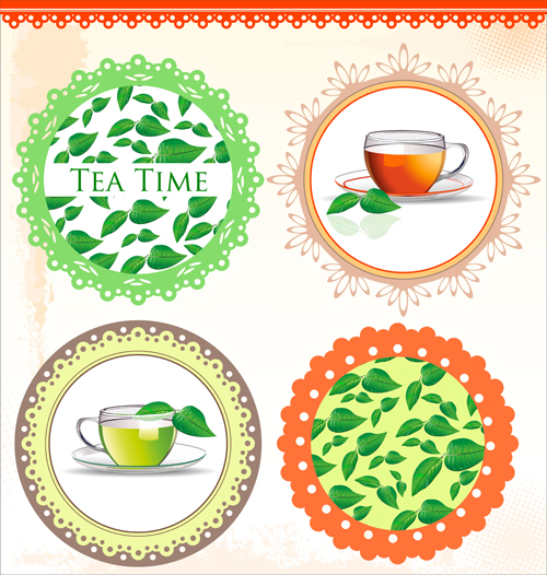 Tea time design elements vector 03