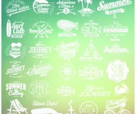 Summer vacation travel labels with logos vector 03