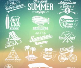 Summer vacation travel labels with logos vector 04