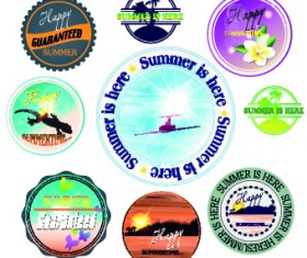 Summer vacation travel labels with logos vector 05