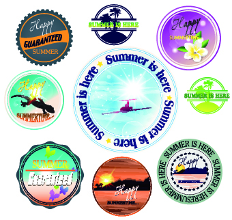 Summer vacation travel labels with logos vector 05