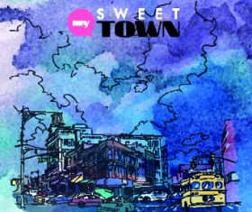 Retro watercolor drawing design vector 04