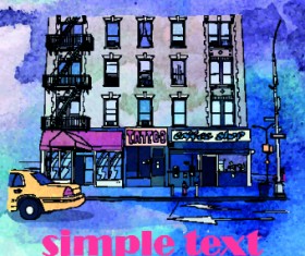 Retro watercolor drawing design vector 05