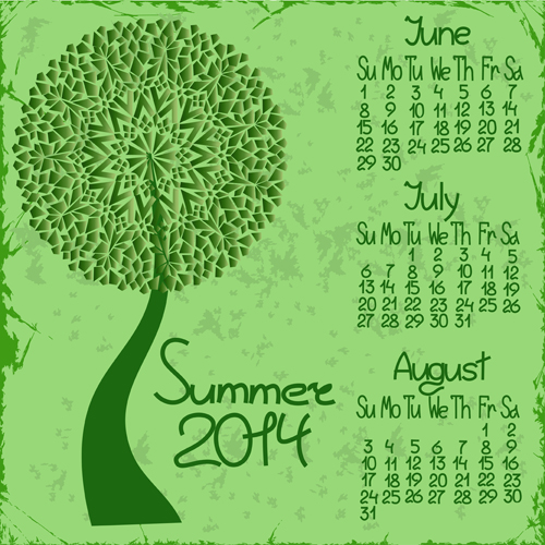 2014 year calendar vector set 01