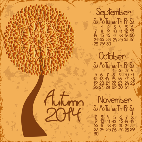 2014 year calendar vector set 02