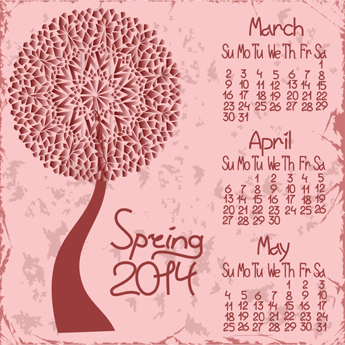 2014 year calendar vector set 04