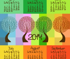 2014 year calendar vector set 05
