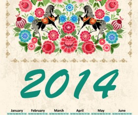 2014 year calendar vector set 09