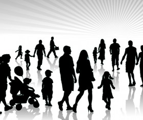 Adults and children silhouette vector