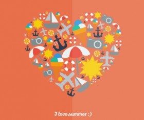 I love summer Heart vector