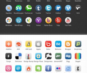 126 Kind social media icons set