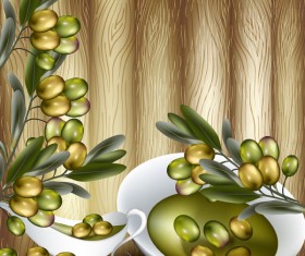 Olives and Olive oil vector 02