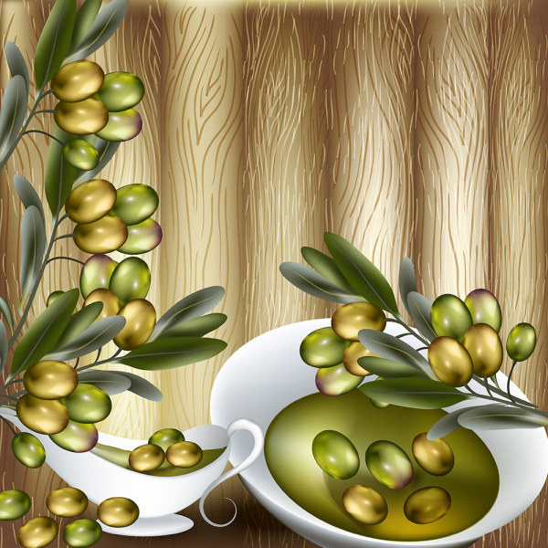 Olives and Olive oil vector 02