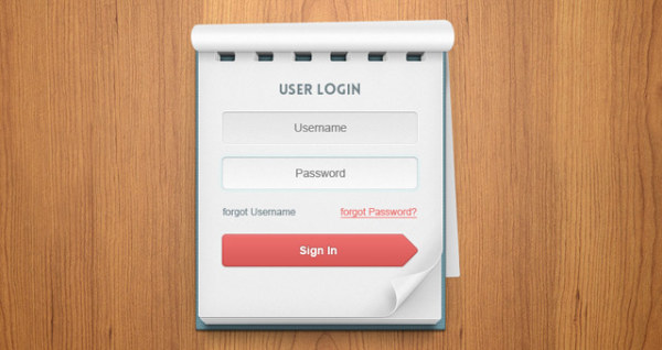Notes style login boxes psd