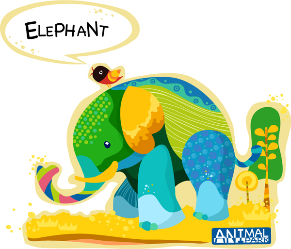 Draw elephant vector
