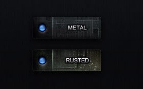 Retro Metal Button psd